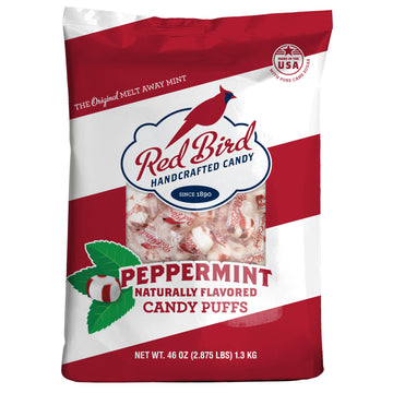Red Bird Soft Peppermint Candy Puffs, Mints Individually Wrapped, Gluten-Free, Non-Gmo Verified, Kosher, Allergen Free 46 Oz Bag