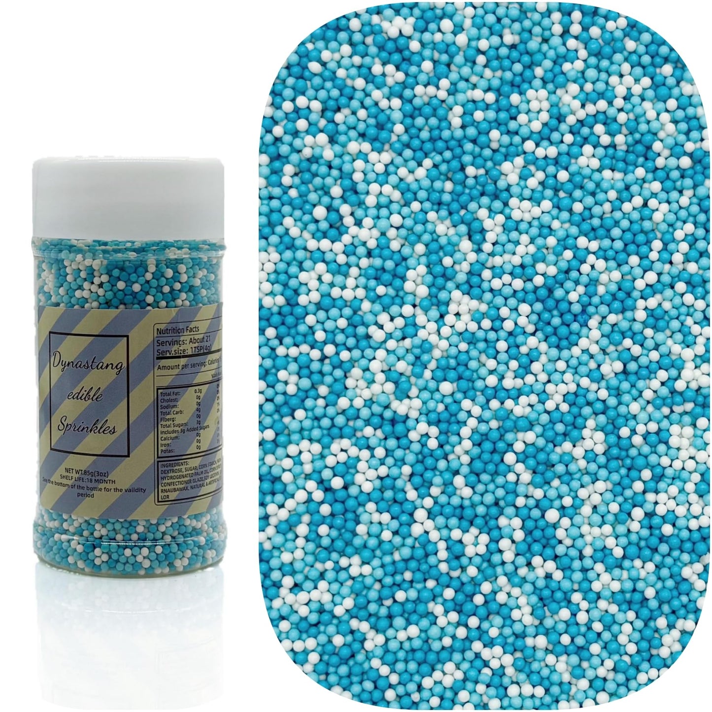 Dynastang 2mm Blue & White Pearls Sprinkles Edible Pearls Cake Decorating Stars Cake Decorations Cupcake Toppers Cookie Decorati