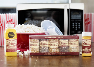 Amish Country Popcorn | 10-4 oz Bags | Microwave Bowl and Popcorn Kernels Variety Pack with Buttery Topping and Ballpark ButterS