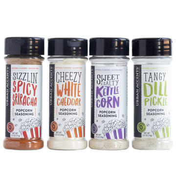 Urban Accents GET POPPIN', Gourmet Popcorn Seasoning Gift Set (Set of 5) - Delicious Non-GMO Popcorn Kernels and 4 Gourmet Popco