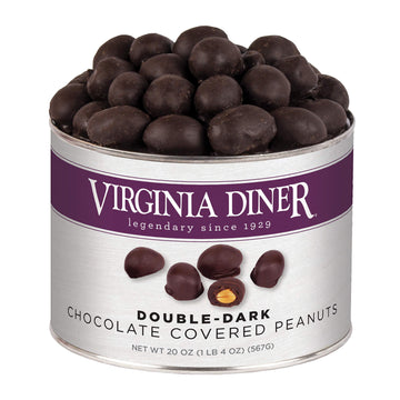 Virginia Diner - Gourmet Natural Double Dipped Dark Chocolate Covered Virginia Peanuts, 20 Ounce Tin