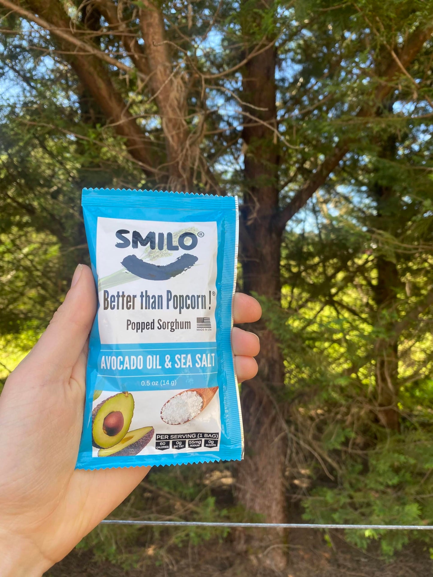 Smilo Better than Popcorn ! Avocado Oil & Sea Salt Popped Sorghum, 36 Pack of 0.5 oz