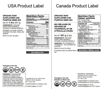 Food To Live Organic Sunflower And Pumpkin Seed Mix, 2 Pounds - Natural Snack, Rich In Protein, Perfect For Snacking, Baking And