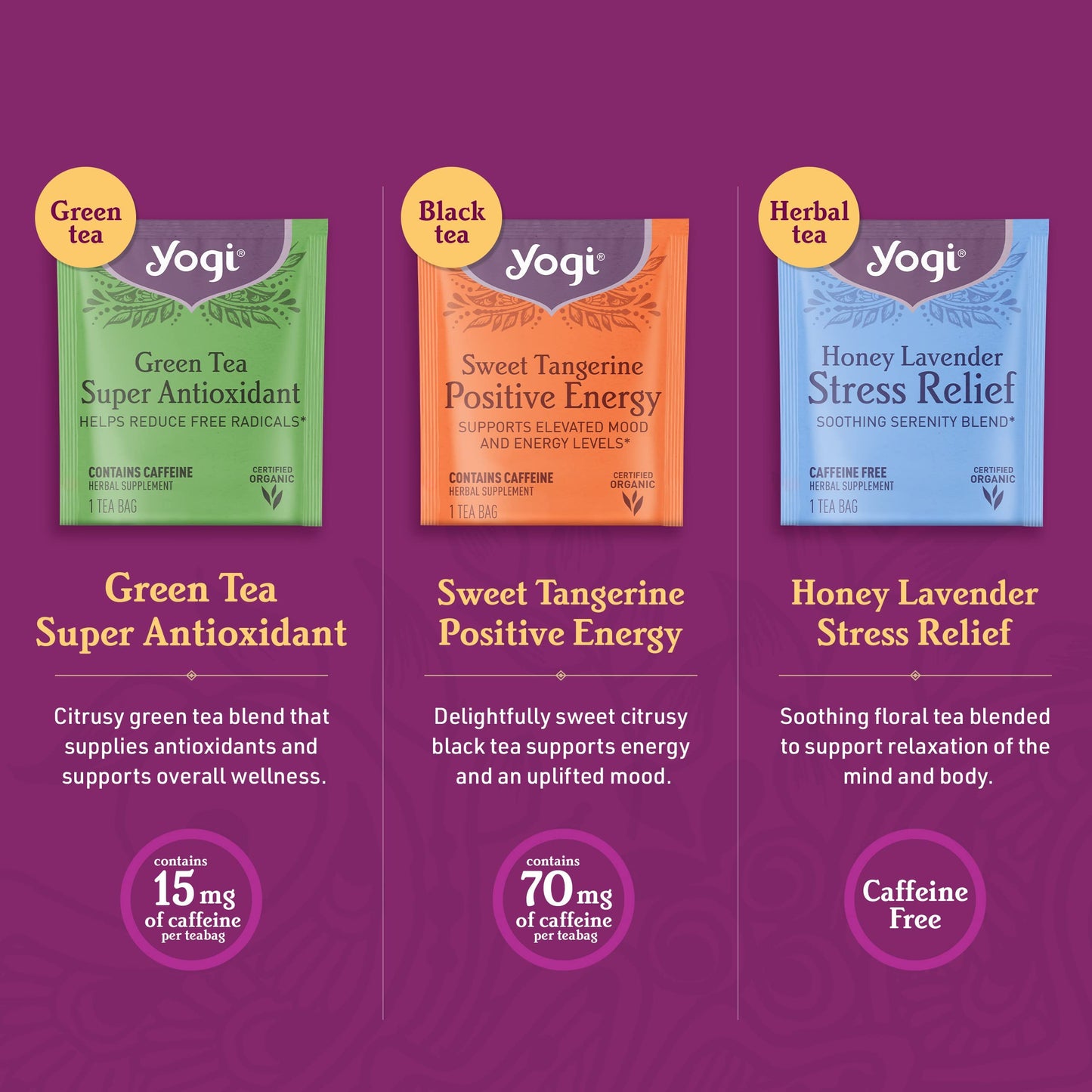 Favorites Yogi Tea Organic Sampler Gift Box - Assorted Delicious Wellness Teas - 9 Herbal, Green & Black Teas - Tea Gift Set & V