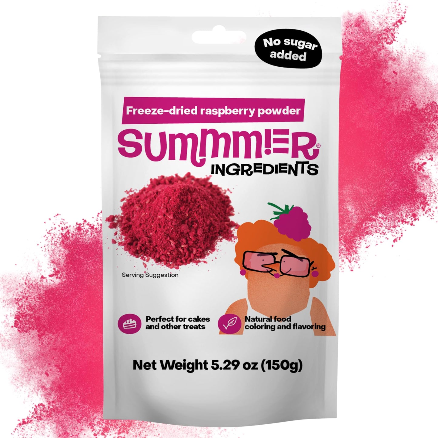 SUMMMER Freeze Dried Raspberry Powder - 100% Natural, Gluten Free, Non-GMO, Vegan, 5.29 Oz