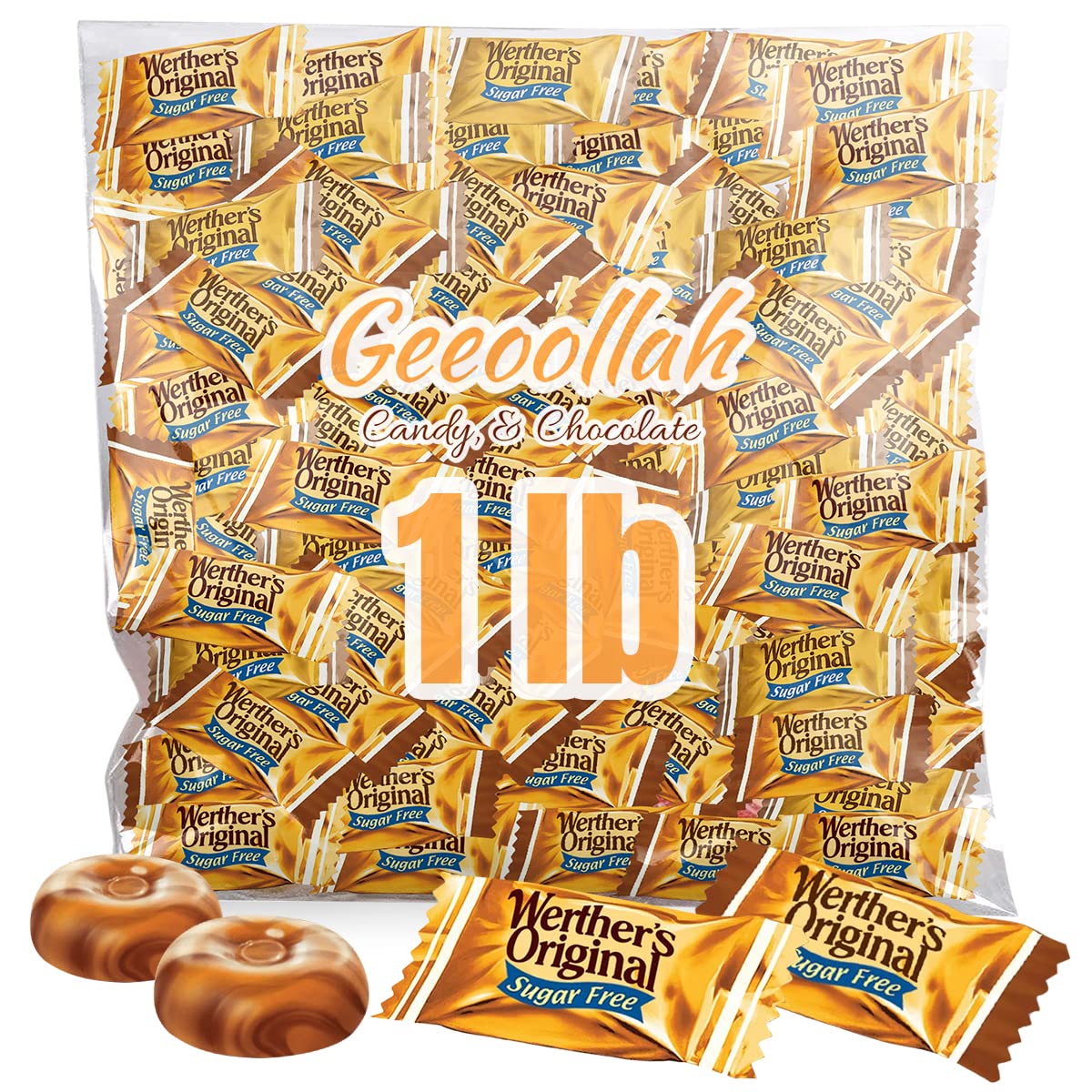 Werther'S Original Hard Sugar Free Caramel Chocolate Candy, 1Lb Bulk Bags