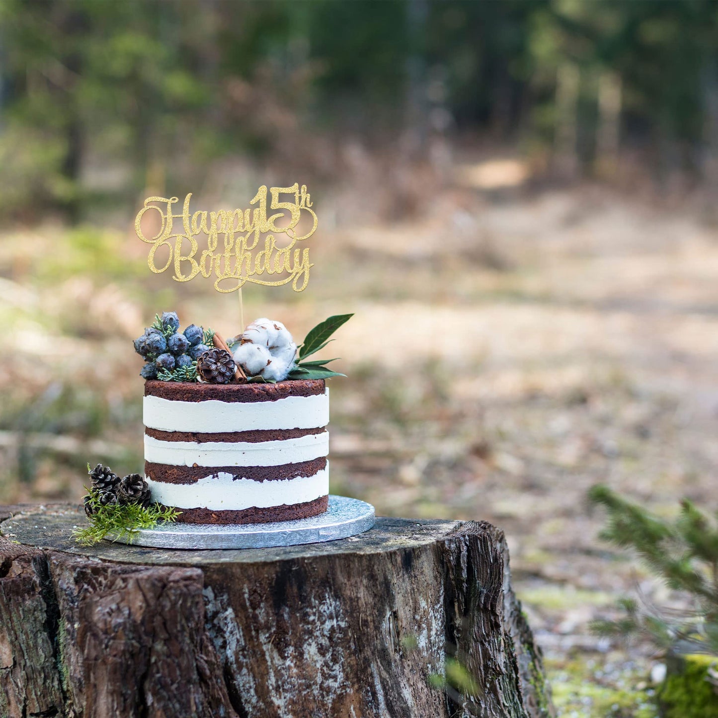 1 Pack Happy 15Th Birthday Cake Topper Glitter Number 15 Fifteen Years Old Birthday Cake Pick Decoration For 15Th Birthday Celeb