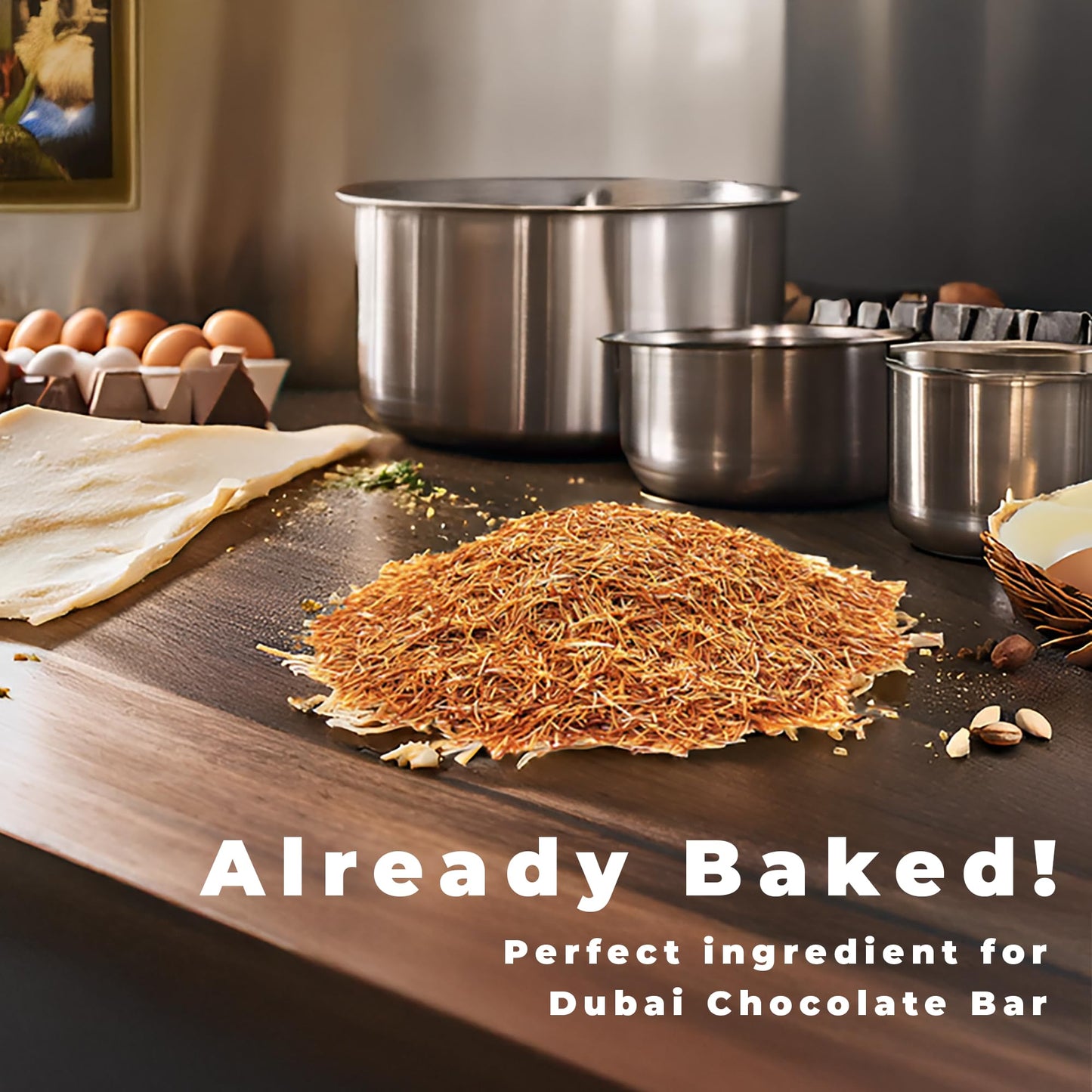 Toasted Kataifi Pastry For Dubai Chocolate | 7 Oz (200G) | Ready To Use Crispy Kadayif Shredded Fillo Dough