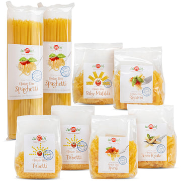 isiBisi Pasta Sampler - Penne, Spaghetti, Rigatoni, Tubetti, Baby Mafalda Pasta, Spirali Noodles - Italian Pasta in Bulk Made Wi