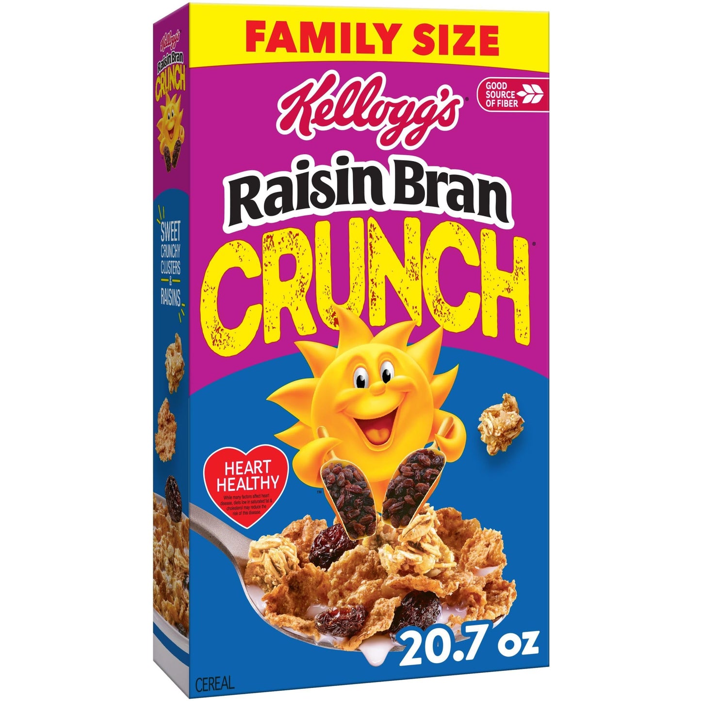 Kelloggs Raisin Bran Crunch Breakfast Cereal, Fiber Cereal, Family Breakfast, Family Size, 20.7oz Box (1 Box)