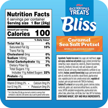 Rice Krispies Snack Bars, Caramel Sea Salt Pretzel, 5oz Box (6 Bars)