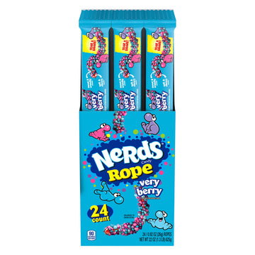 Nerds Rope Candy, Very Berry, 0.92 Ounce Ropes (Pack Of 24)