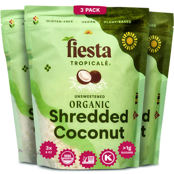 Unsweetened Coconut Flakes, 8 Oz (Pack of 3) - Raw Organic Dried Coconut Flakes, Gluten Free, Shredded Coconut Perfect for Vegan