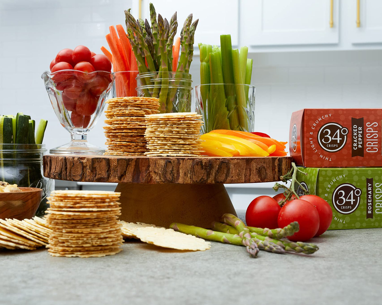 34 Degrees Crisps | Rosemary Crisps | Thin, Light & Crunchy Rosemary Crisps, 12 Pack (4.5oz)