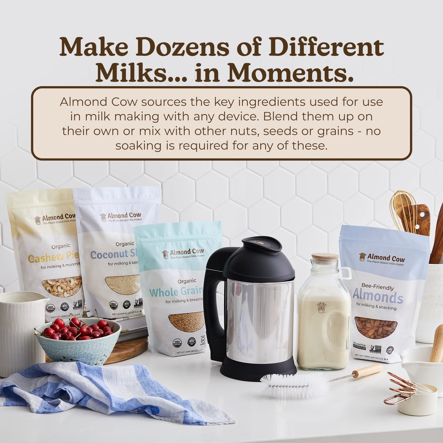 Almond Cow - Organic Whole Grain Oats, Natural Organic Oatmeal Breakfast Foods, Unsweetened Oatmeal Bulk for Plant Based Milk Ma