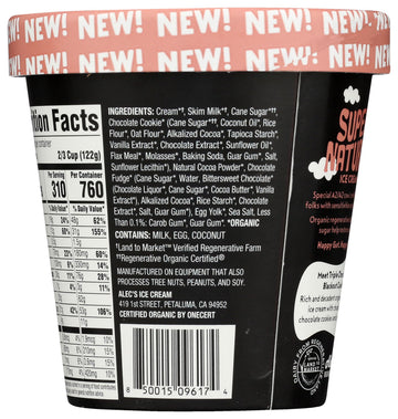 Alecs Triple Chocolate Blackout Cookie Organic Ice Cream