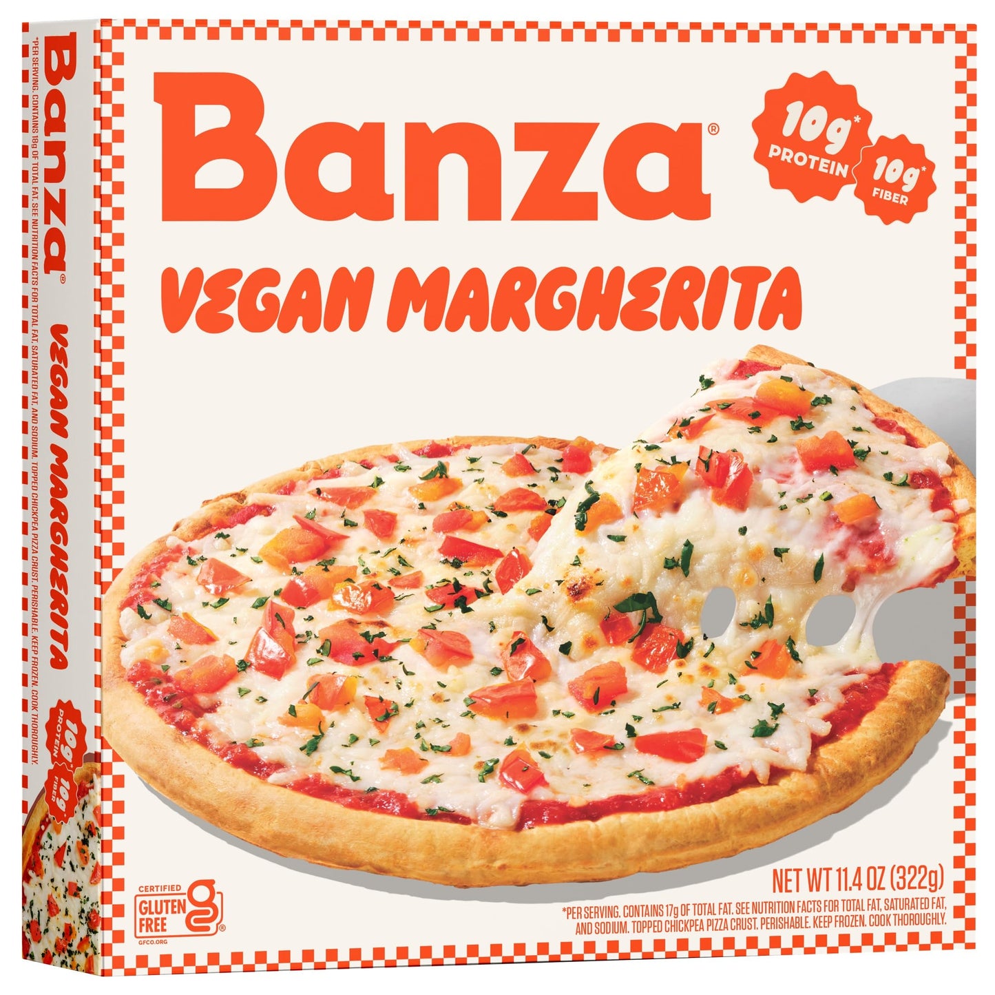 Banza Vegan Margherita Frozen Pizza from Chickpeas - High Protein, Dairy Free, Gluten Free, Vegan Pizza, 11.4oz