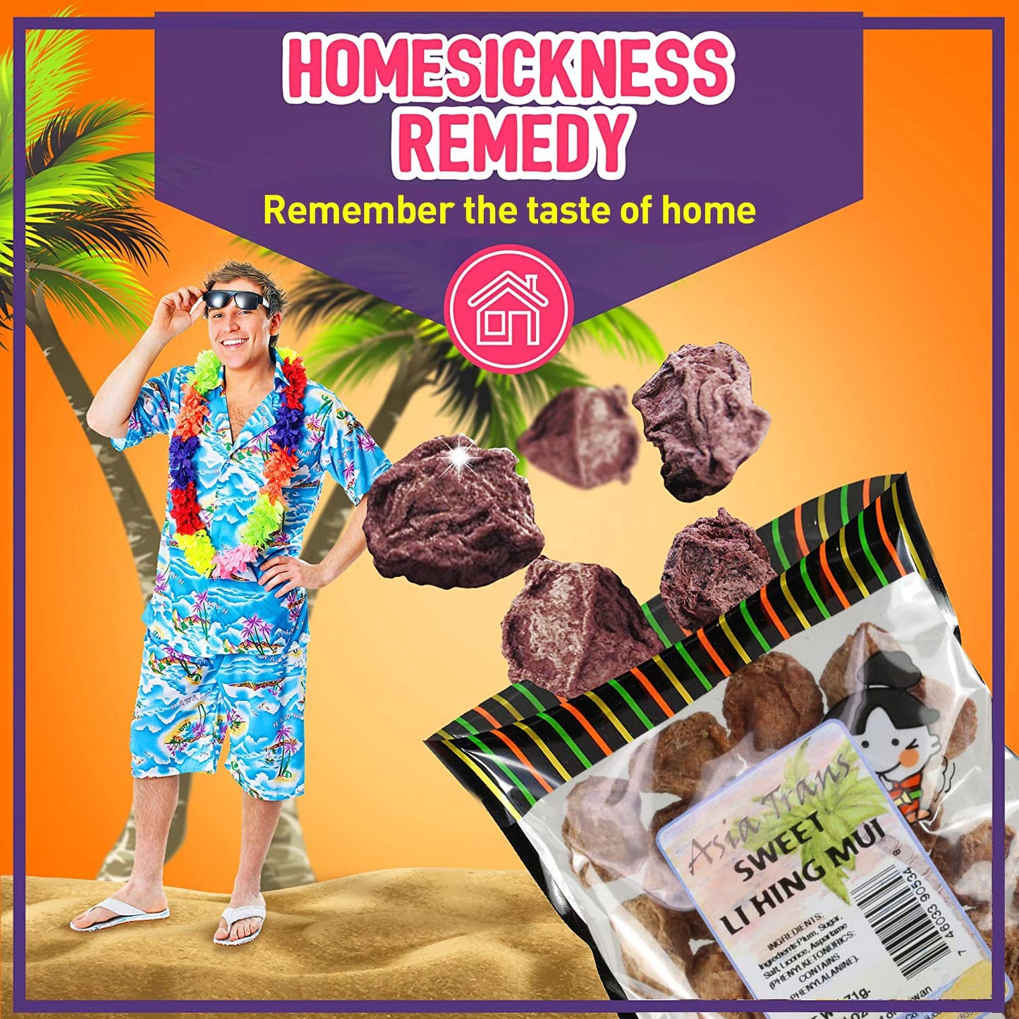Snack Hawaii Sweet Seeded Li Hing Mui Seed Plums - Naturally Sweet Dried Asian Plum Candy - 2.25 Ounce