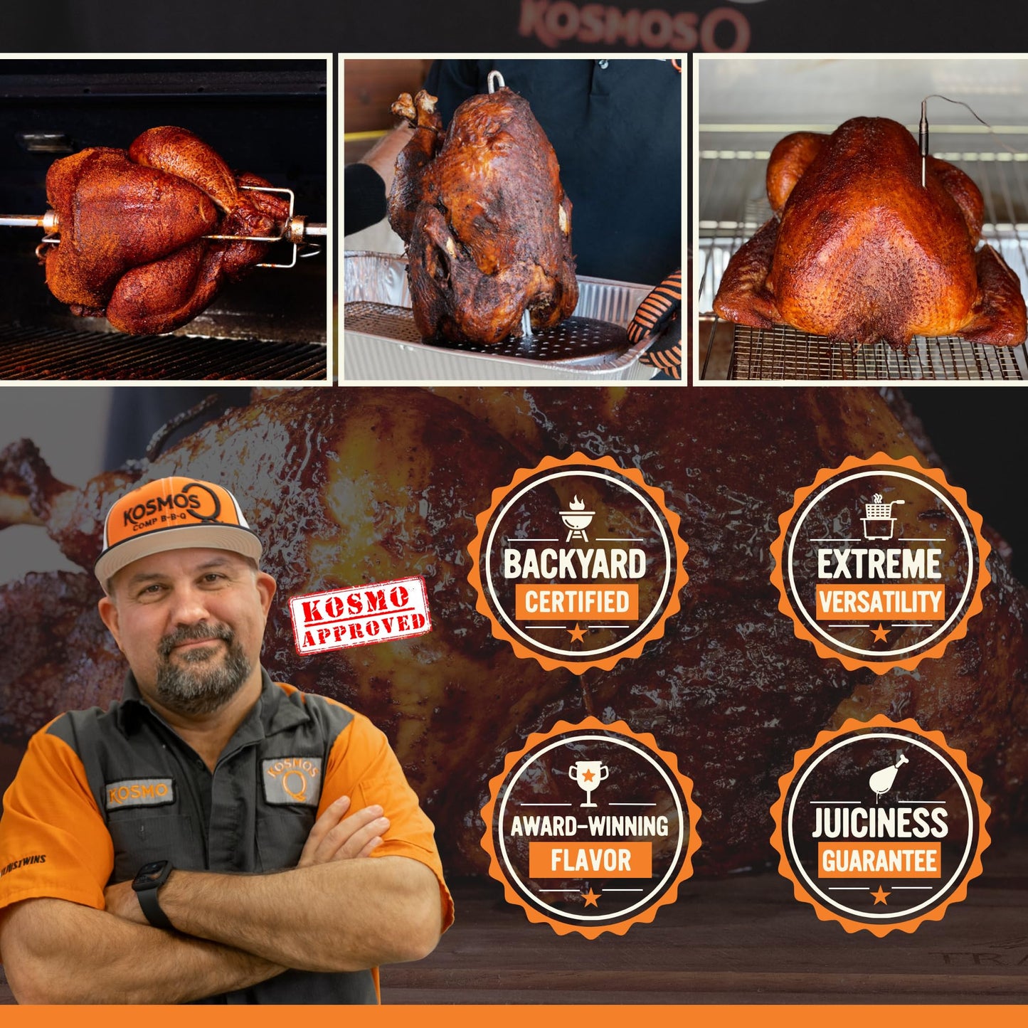 Kosmos Q Ultimate Turkey Brine Kit With Brine and Brining Bag Dirty Bird Rub Cherry Apple Habanero BBQ Glaze Gravy and Stuffing Bags & Recipe Card Full Set for Cooking or smoky aroma Holiday Meals