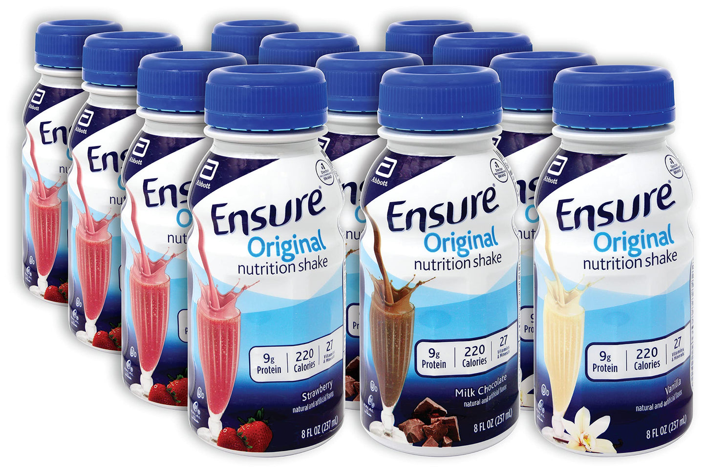 Ensure Original Nutrition Shakes | Variety Pack | Milk Chocolate Shake, Vanilla Shake, And Strawberry Flavors | Nutritional Full