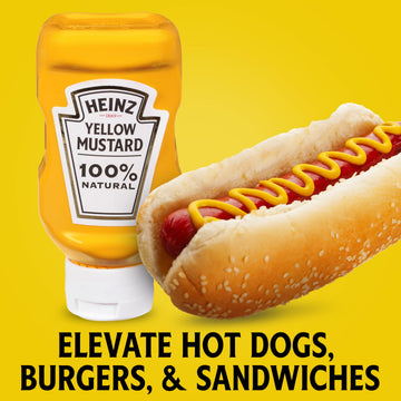 Heinz 100% Natural Yellow Mustard (Forever Full, Inverted, No Seal To Peel, 16 Ct Casepack, 13 Oz Bottles)