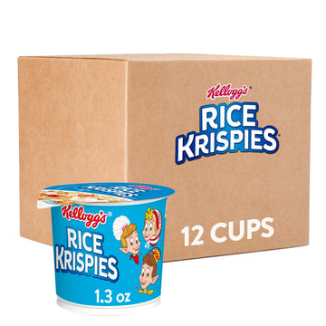 Kellogg s Rice Krispies Breakfast Cereal Cups, Kids Snacks, Cereal Cup to Go, Original, 15.6oz Case (12 Cups)