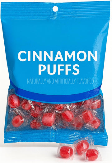 Sweet Smiles Soft Cinnamon Puffs Candy-4 OZ (Three Bags) | Melt Away Mint Individually Wrapped | Party Favors, Christmas, Hallow