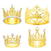Jetec 4 Pcs Crown Cake Topper Tiara Cake Topper Crowns for Centerpieces Crown for Flower Bouquet for Birthday Party Decor (Gold,