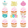 Ercadio 24 Pack Halloween Boo-Y Or Ghoul Cupcake Toppers Glitter Halloween Ghost Gender Reveal Cupcake Picks Pumpkin Boo Cake Pi