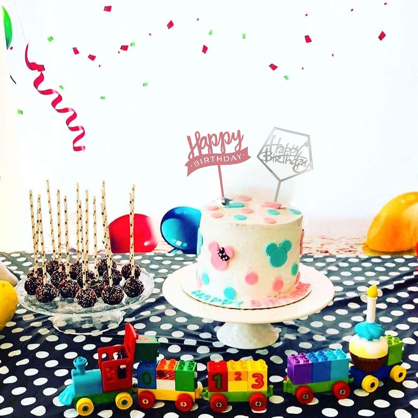 Acrylic Happy Birthday Cake Topper Birthday Cupcake Topper Cake Pick Decorations For Birthday Party Cake Desserts Pastries 4 Col