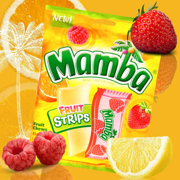 Mamba Candy Strips and Fruit Chew Sticks, Individually Wrapped Fruit Flavored Chewy Candies, Mixed Flavors Assortment Bags, Pack