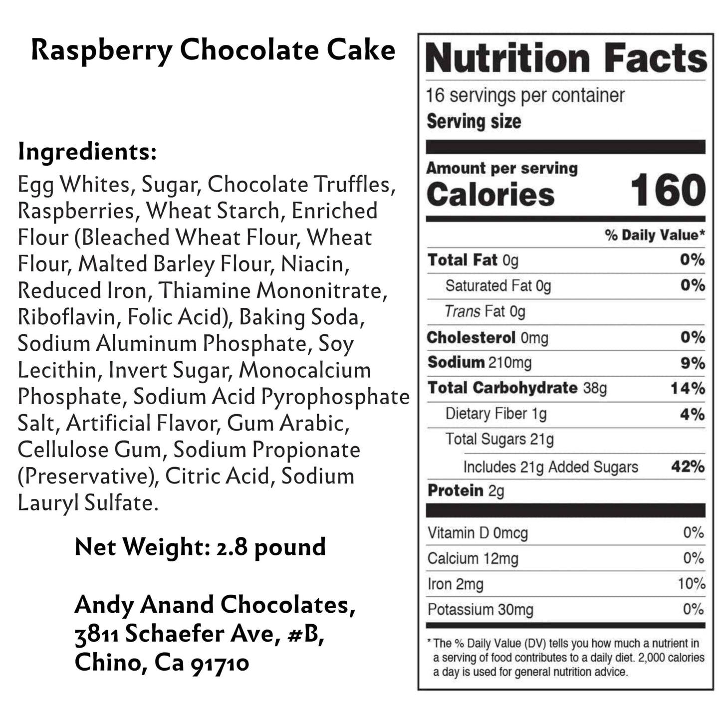 Andy Anand Exquisite 9'' Chocolate Raspberry Cake 9'' With Real Chocolate Truffles, Made Traditionally For Luxurious Creaminess,