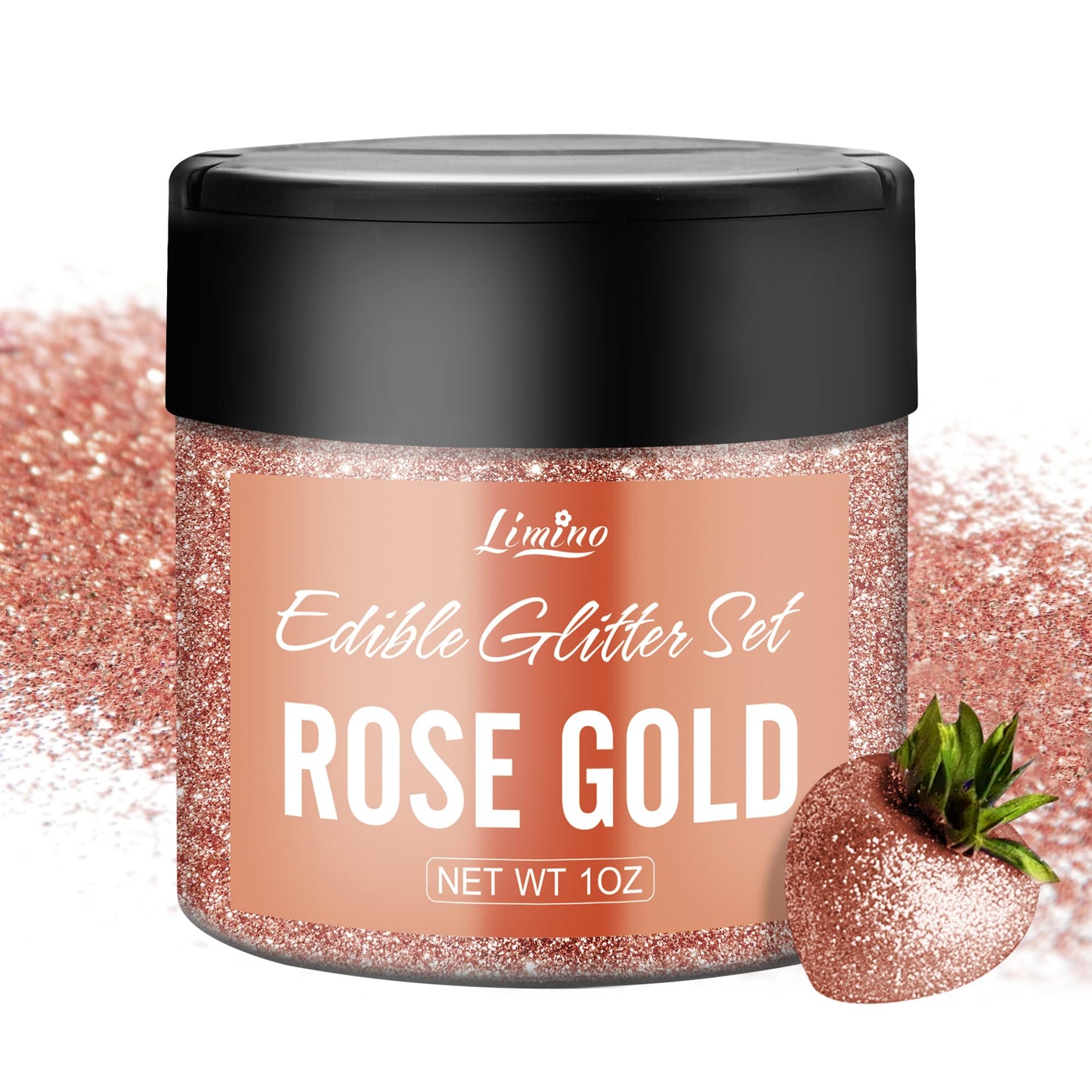 Limino Edible Glitter - 30g Rose Gold Luster Dust for Baking, Cake Decorating, and Drinks