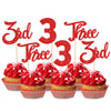24 PCS Three Cupcake Toppers Glitter 3rd Birthday Cupcake Picks Number 3 Third Birthday Three Cake Decorations for Baby Shower K