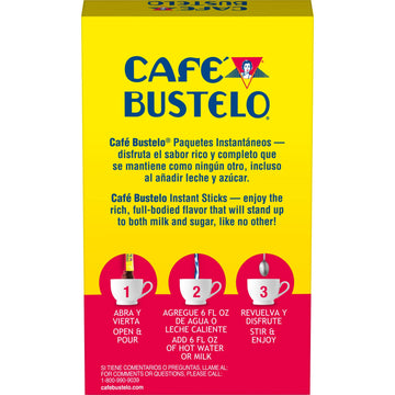Caf   Bustelo Espresso Style Dark Roast Instant Coffee, 6 Count Single Serve Packets