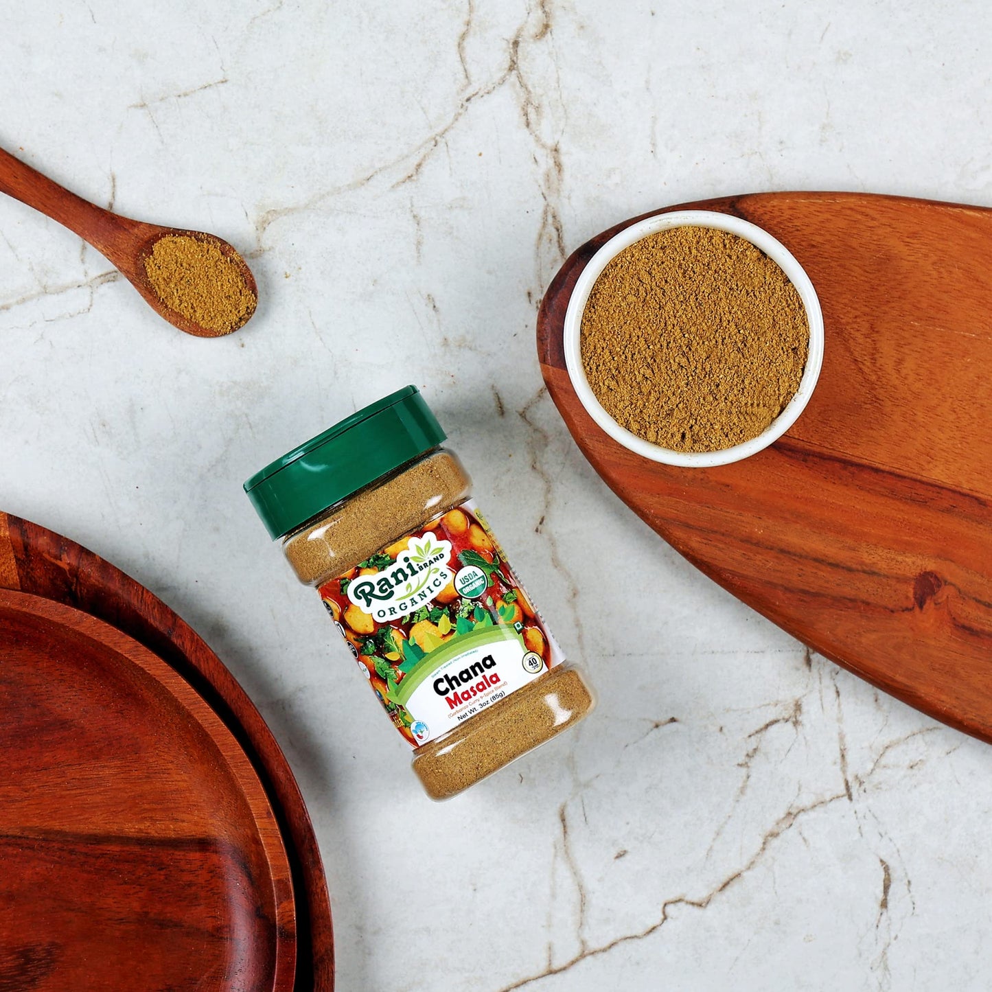 Rani Organic Chana Masala (Garbanzo Curry 9-Spice Blend) 3Oz (85G) Pet Jar ~ All Natural | Vegan | Gluten Friendly | Non-Gmo | I