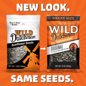 Wild Dutchman Roasted Sunflower Seeds, Salted Original Flavor, 13 oz (Pack of 3)