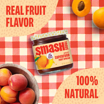 Smash Foods Apricot Jam | Low-Calorie, No Sugar Added Keto Jam With Upcycled Fruit & Chia Seeds | Vegan, Paleo Superfood Fruit S