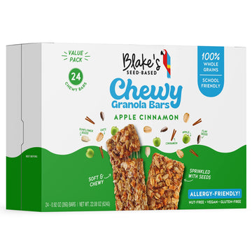 Blakes Seed Based Chewy Granola Bars - Apple Cinnamon (24 Count), Vegan, Gluten Free, Nut Free & Dairy Free, Healthy Snacks For