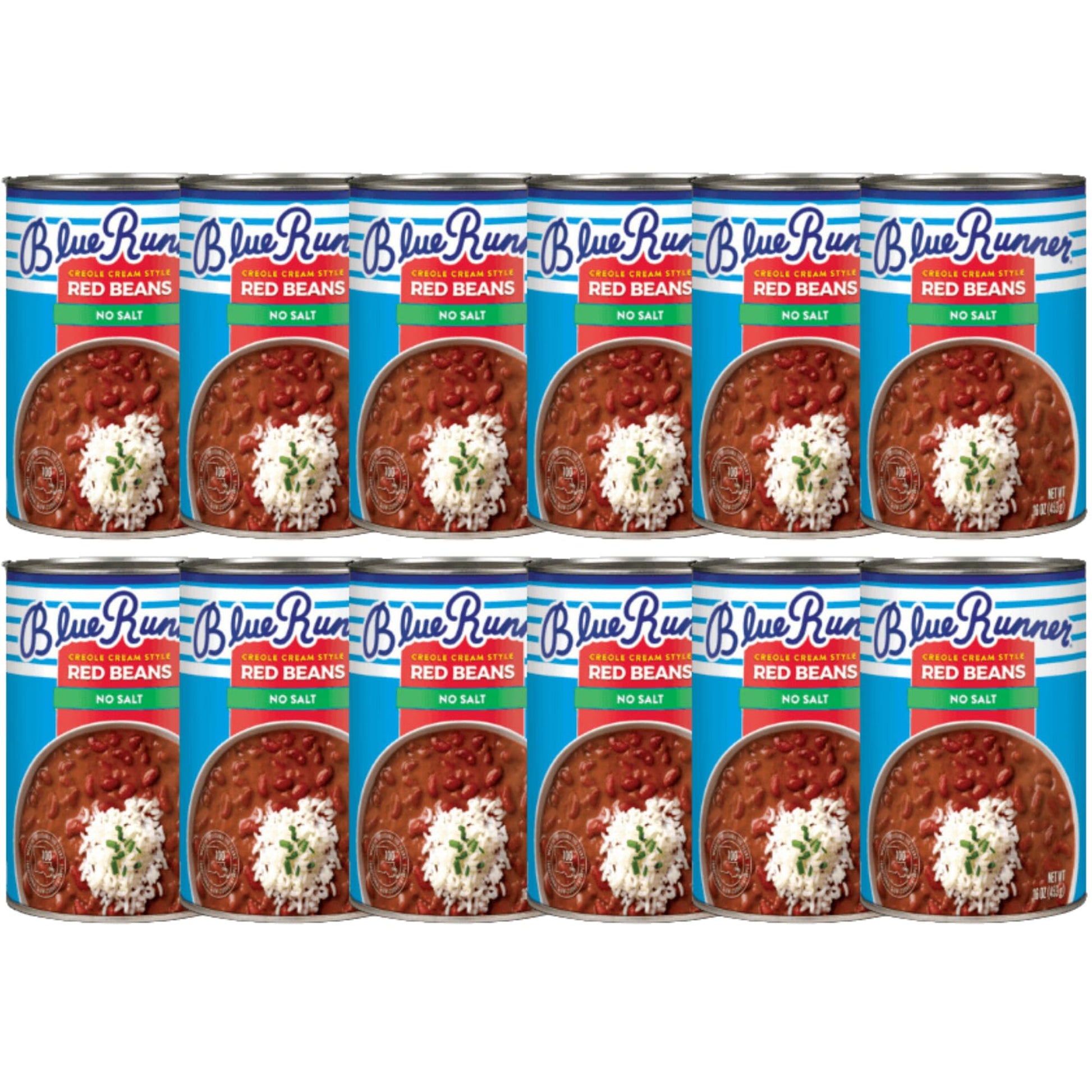 Blue Runner—Creole Cream Style Red Beans 16 Oz Can (Pack Of 12)—No Salt Added—Slow Cooked And Authentic Creole Kidney Beans