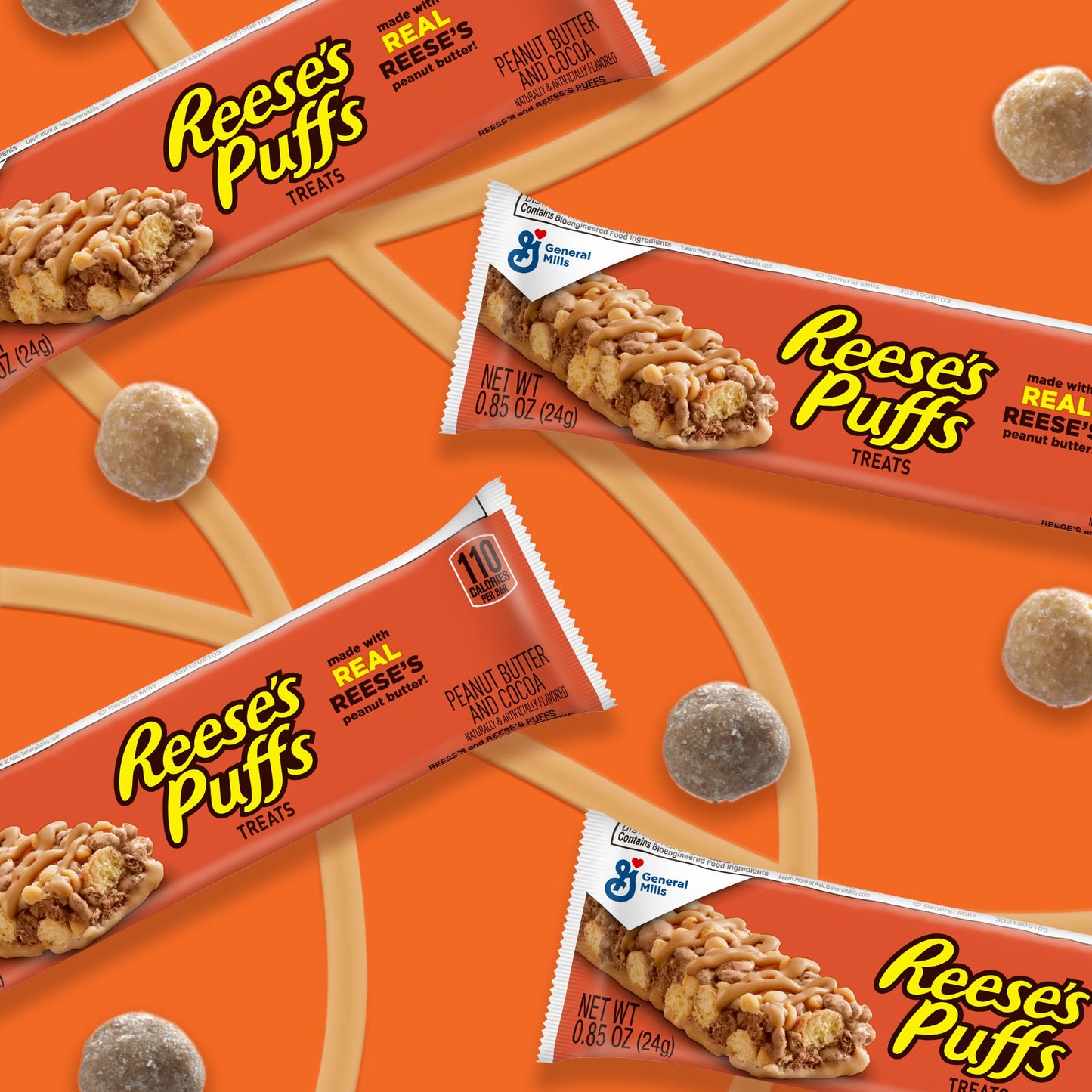 Reese'S Puffs Breakfast Cereal Treat Bars, Peanut Butter & Cocoa, 8 Ct