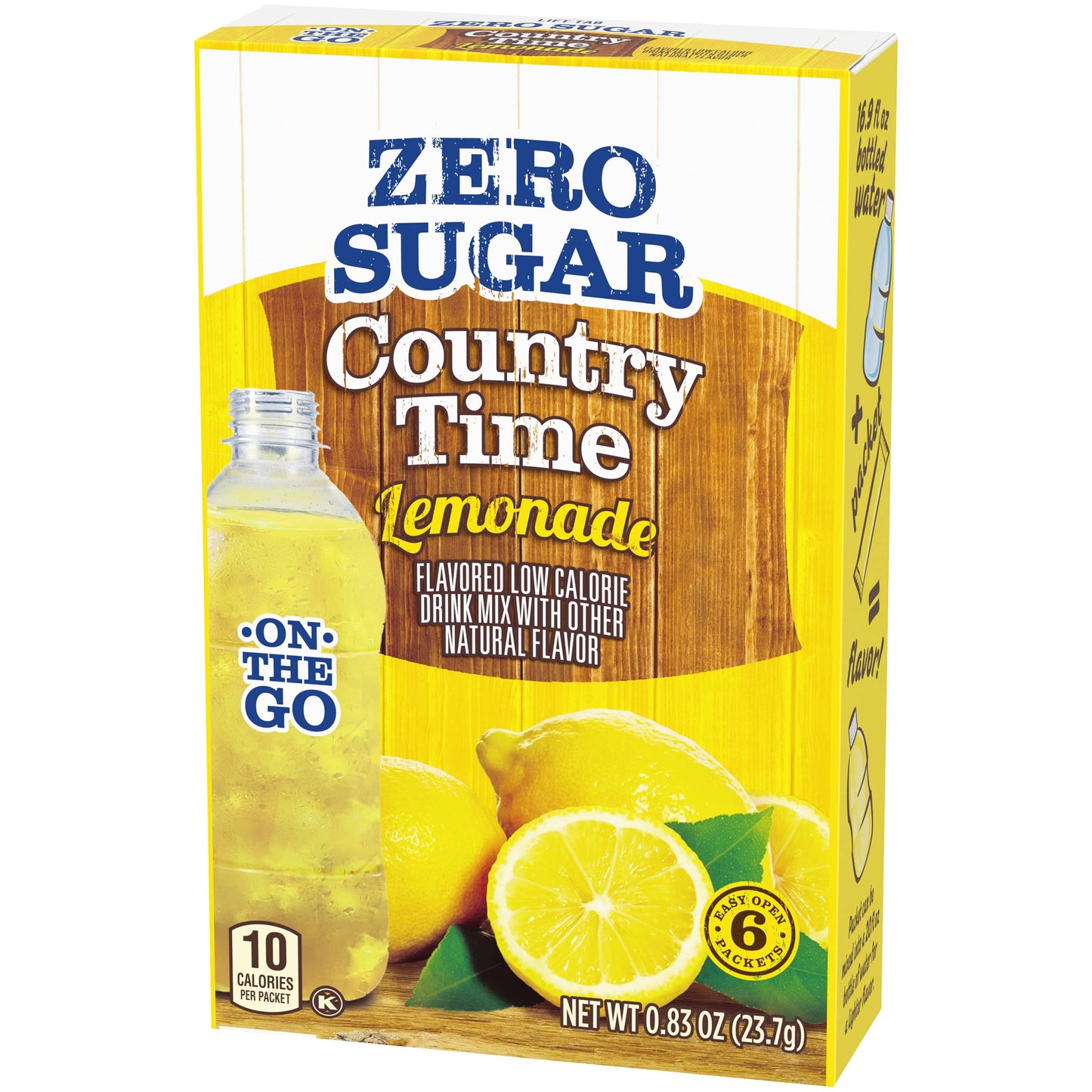 Country Time Zero Sugar Lemonade Naturally Flavored Powdered Drink Mix, 6 Ct On-The-Go Packets