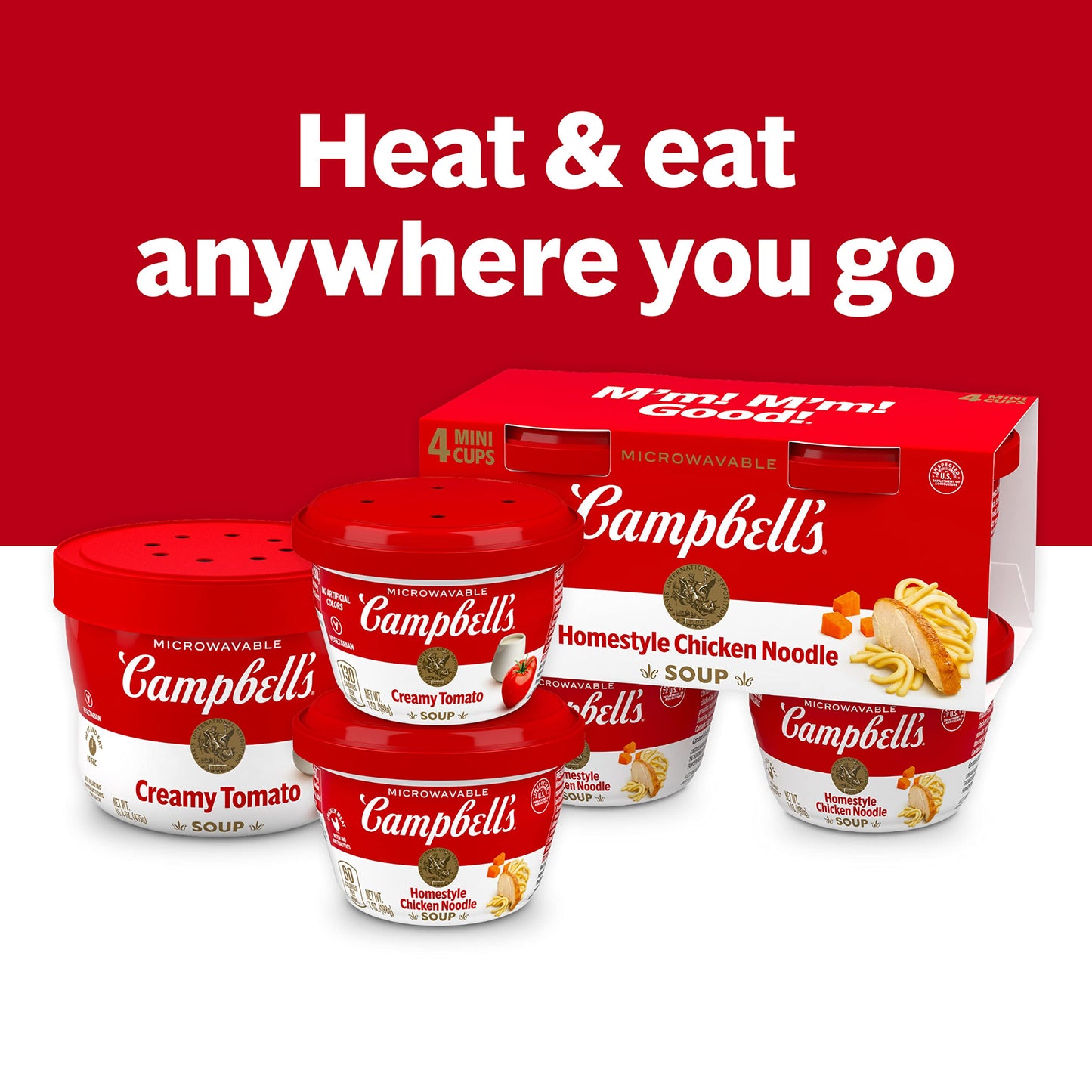 Campbell'S Homestyle Chicken Noodle Soup, Perfect Lunch Snack, 7 Ounce Microwavable Cup (4 Pack)
