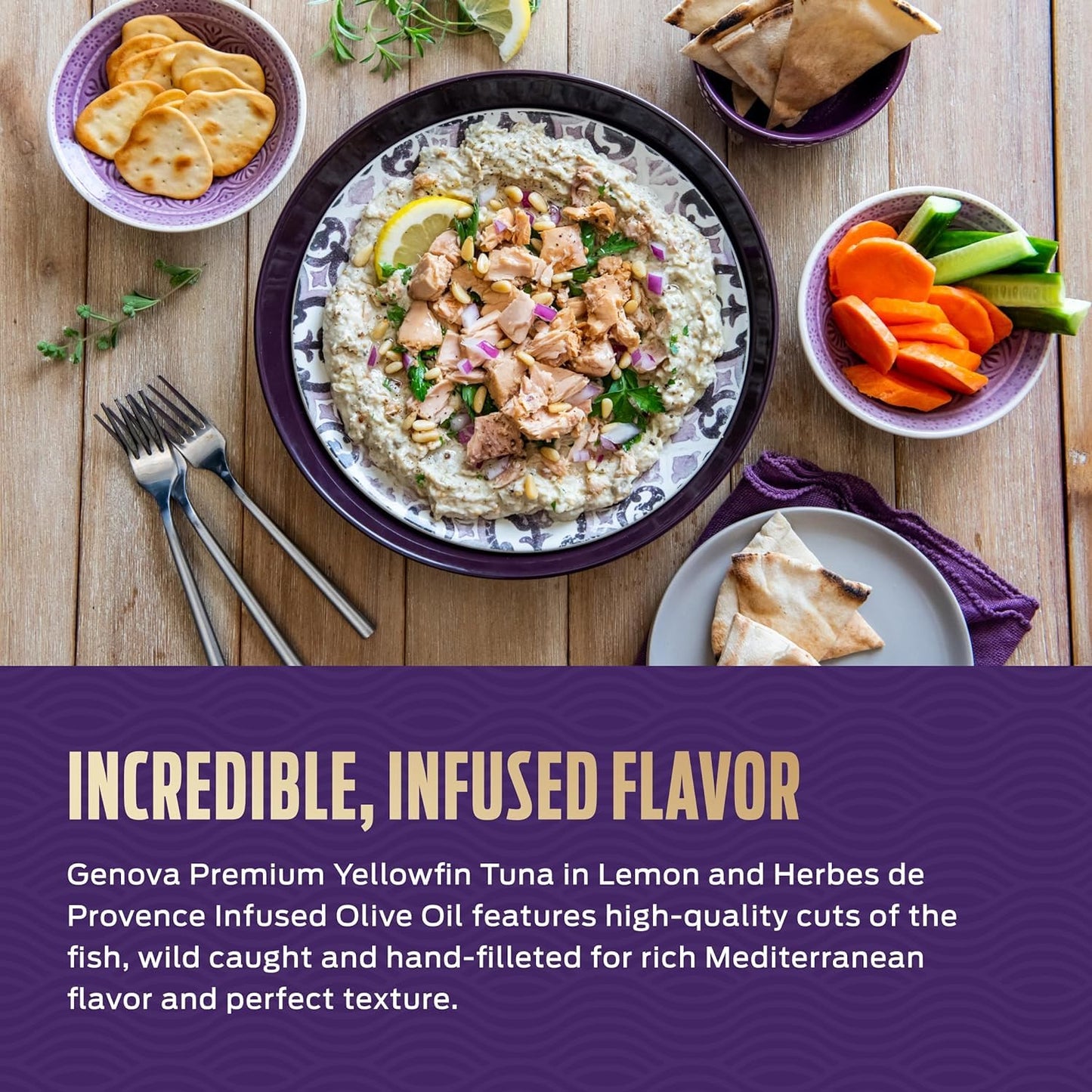 Genova Premium Yellowfin Tuna In Lemon And Herbes De Provence Infused Olive Oil, 5 Ounce Cans (Pack Of 12), Solid Light