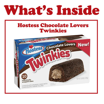 Hostess Chocolate Cake Twinkies, 10-Count Individually Wrapped Chocolate Sponge Cake Snack with Creamy Filling, Mini Cakes for O