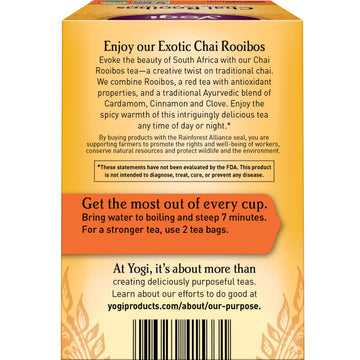 Yogi Tea Chai Rooibos Tea - Organic Caffeine-Free - 64 Count (4 Packs) - Includes Cardamom, Cinnamon, Ginger & Clove