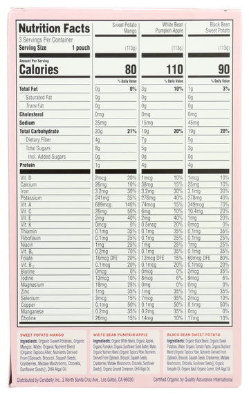 Cerebelly Organic 11+ Months Variety Pack Baby Purees 3 Count, 4 Oz