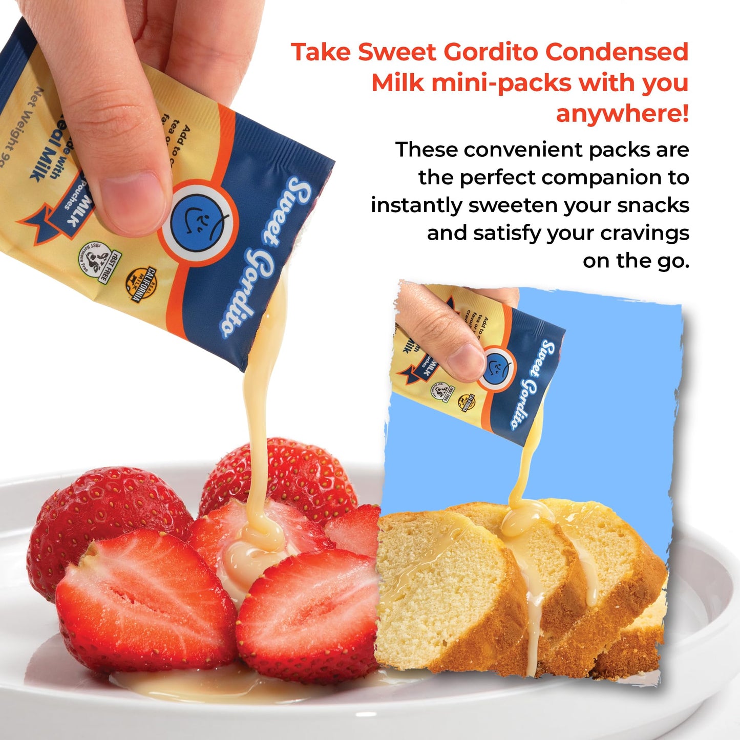 Sweet Gordito Sweetened Condensed Milk Creamer Singles - 60 Pack, 0.9 Oz, Non-Refrigerated Coffee & Tea Creamers