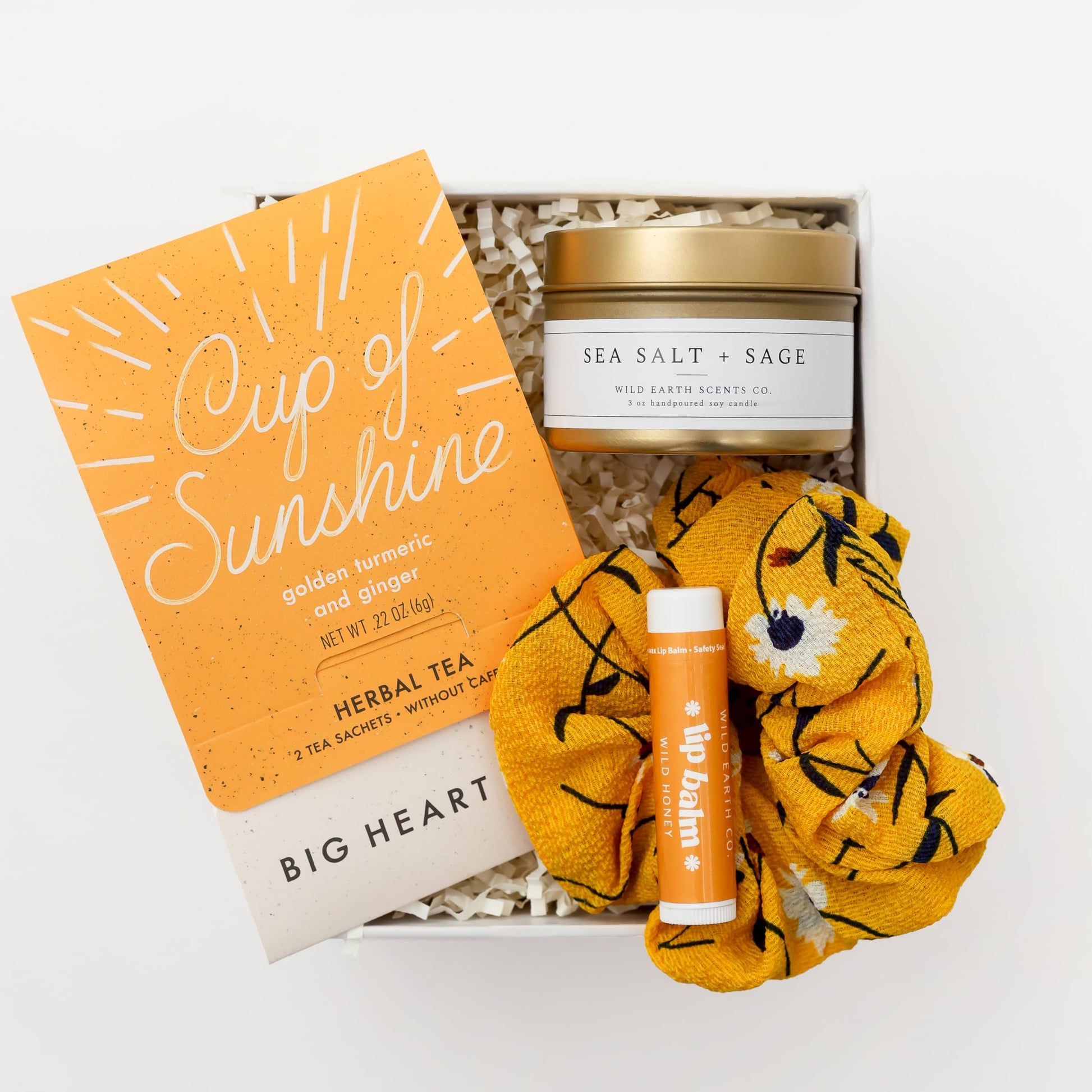 Unboxme Gifts Mini Sunshine Tea Gift Box - Includes Citrus Lip Balm, Mug & More | Cheerful, Small Gift Set for Women - Perfect f