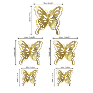 40 Pcs Gold Lively 3D Butterfly Cupcake Toppers Mixed Size Hollow Art Butterfly Cupcake Topper Baby Shower Wedding Anniversary B